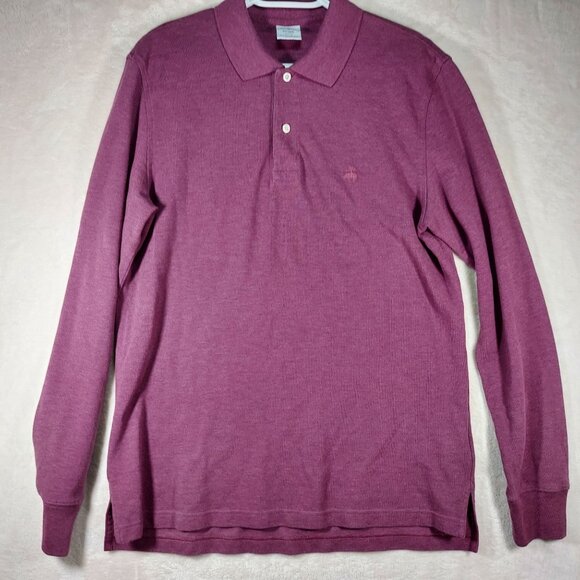 brook brothers men Fleece Stretch Supima Long-Sleeve Polo Shirt medium - Picture 1 of 8